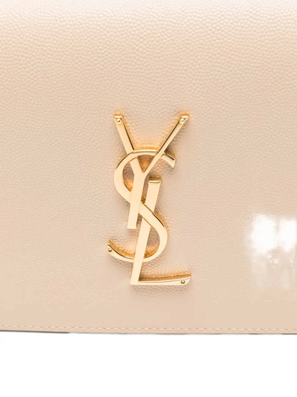 Saint Laurent Logo-plaque Clutch Bag In Neutral