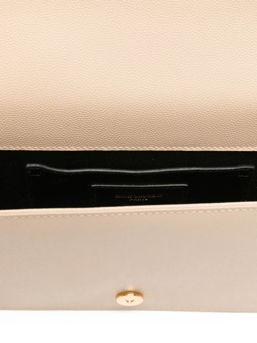Saint Laurent Clutch met logoplakkaat Beige