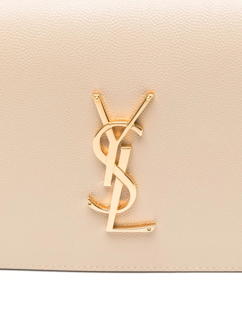 Saint Laurent Clutch met logoplakkaat Beige