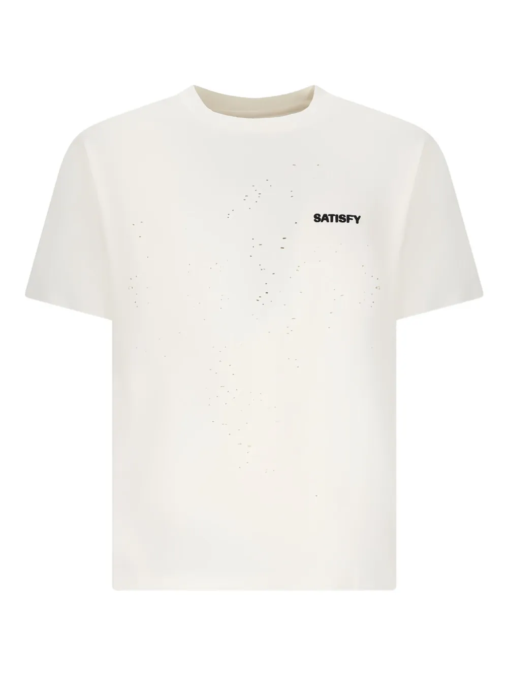 Satisfy distressed-detail logo-print T-shirt | White | Image 1