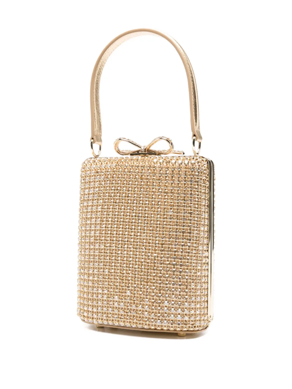 Self-Portrait crystal-embellished bow-detail mini bag Geel