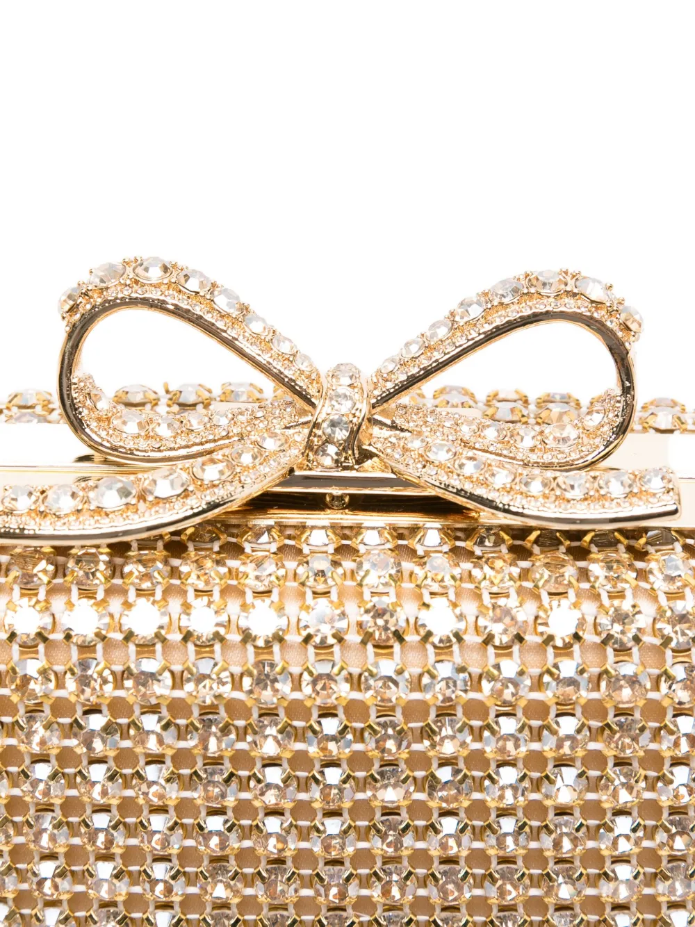 Self-Portrait crystal-embellished bow-detail mini bag Geel