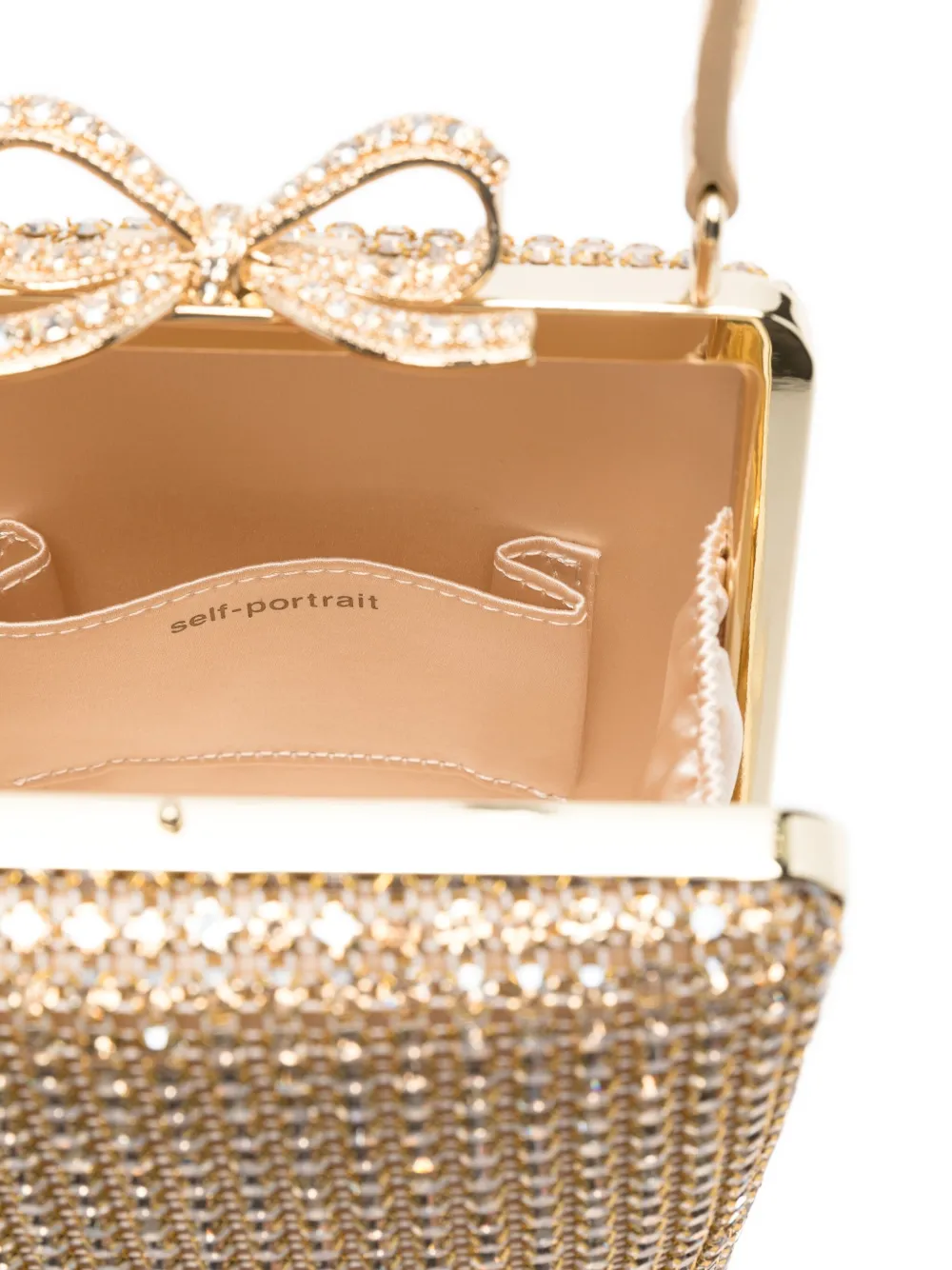 Self-Portrait crystal-embellished bow-detail mini bag Geel