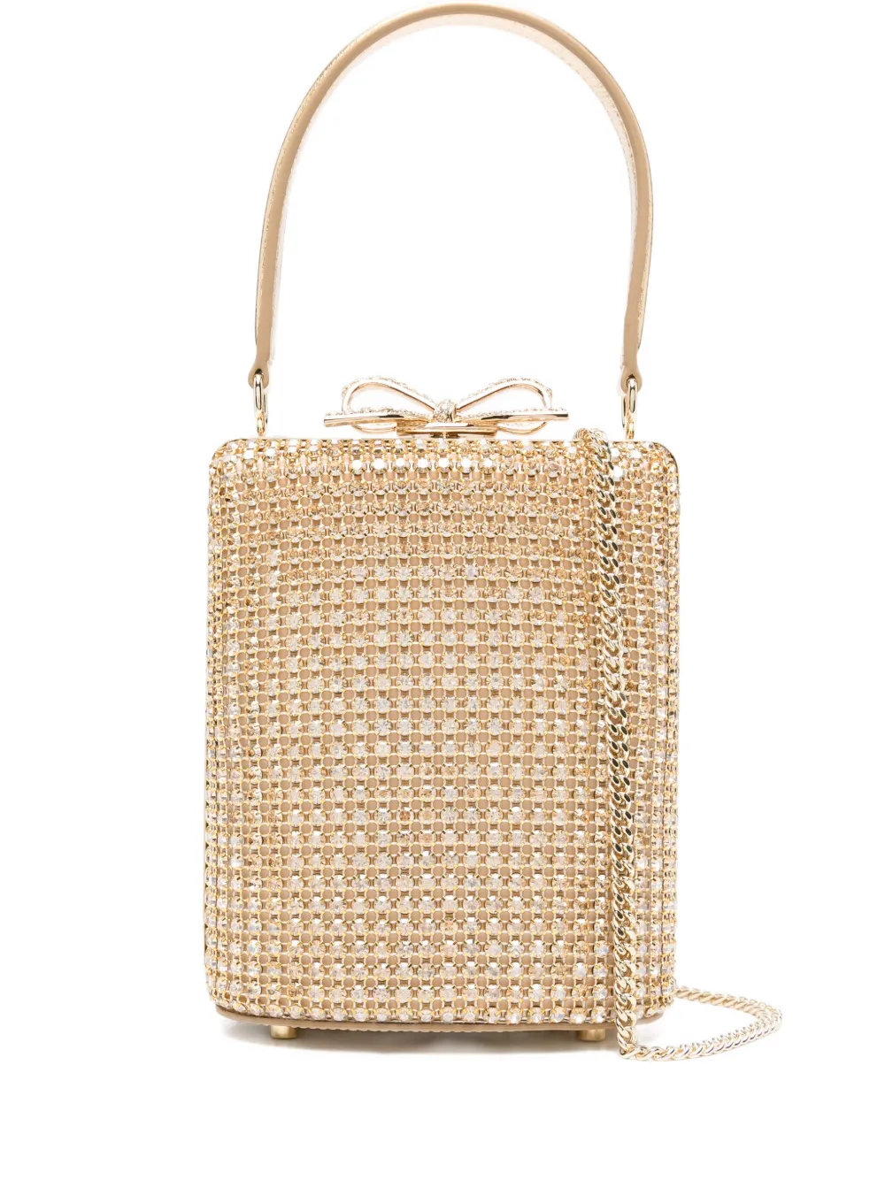 Self-Portrait crystal-embellished bow-detail mini bag Geel