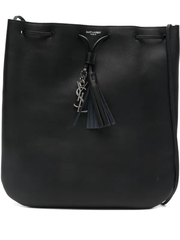 Saint Laurent Medium Jean Flat Tassel-charm Shoulder Bag in Black