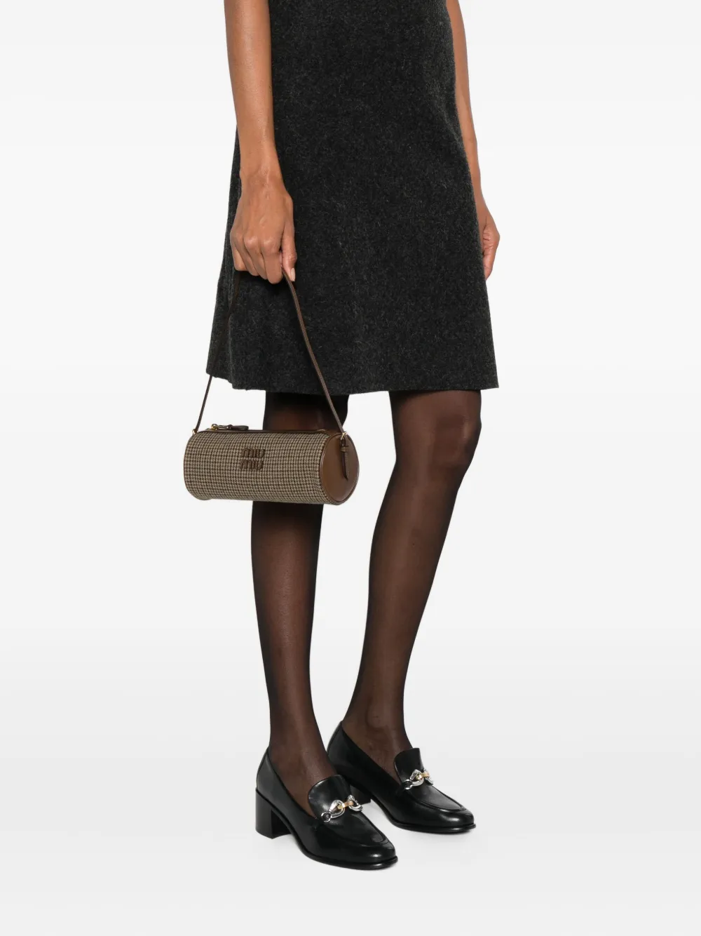 Miu Miu houndstooth shoulder bag - Bruin