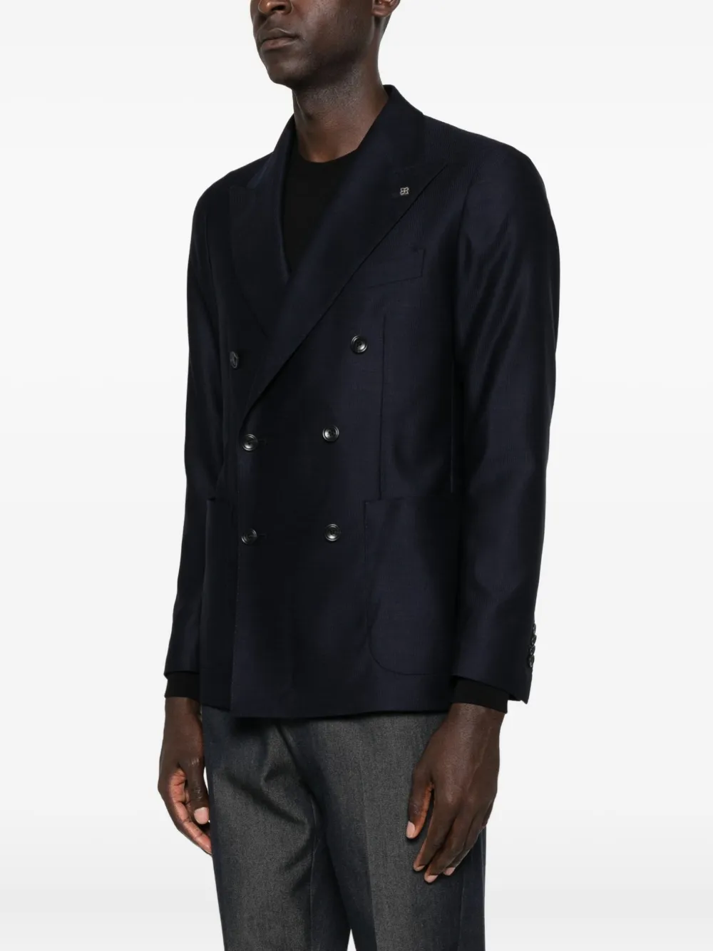 Tagliatore Double-breasted Patch-pocket Blazer In Black