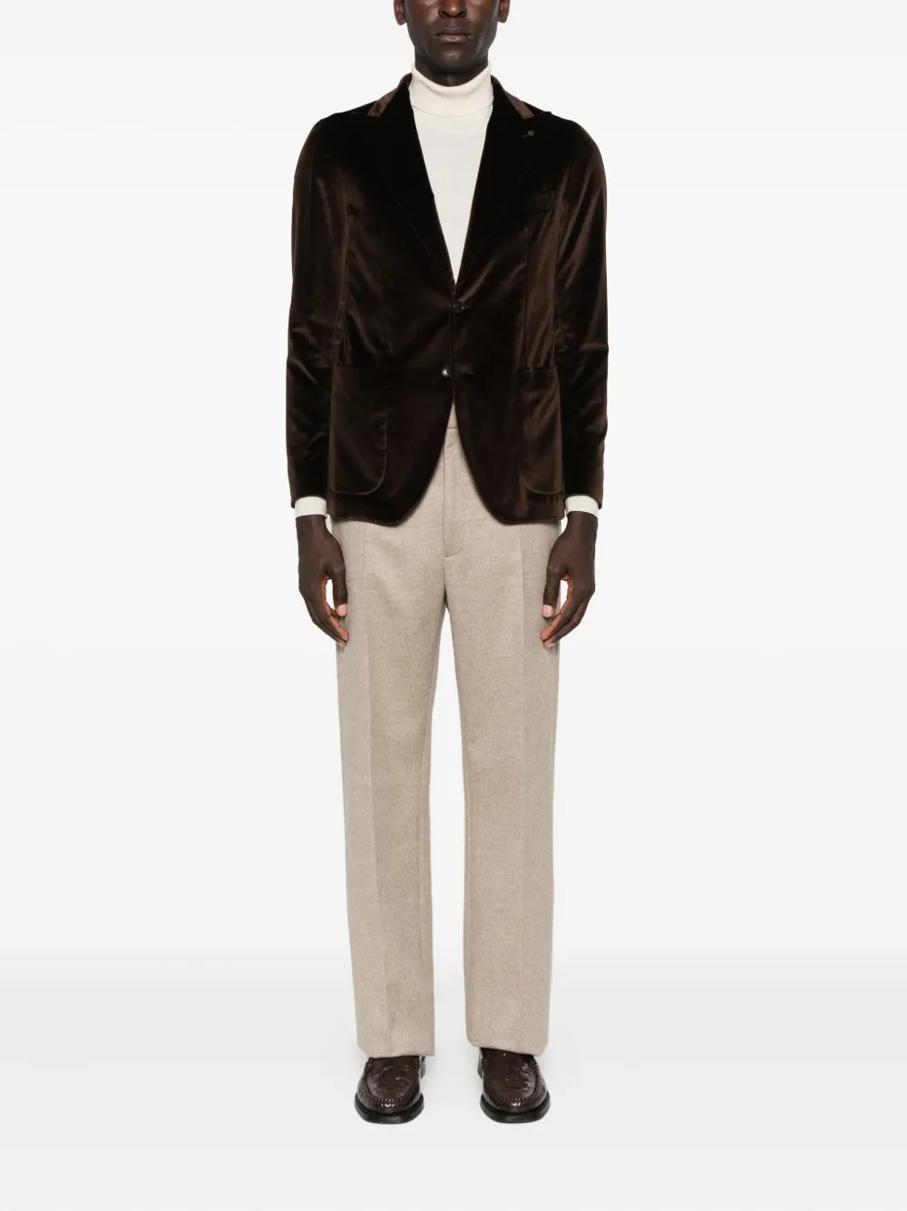 Tagliatore Velvet Patch-pocket Blazer In Brown