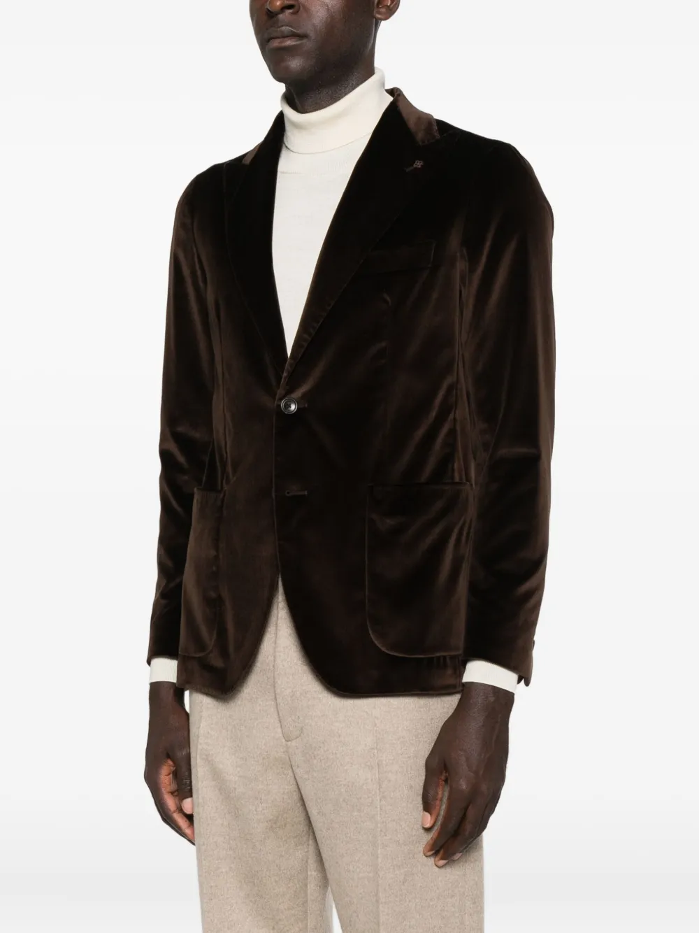 Tagliatore Velvet Patch-pocket Blazer In Brown