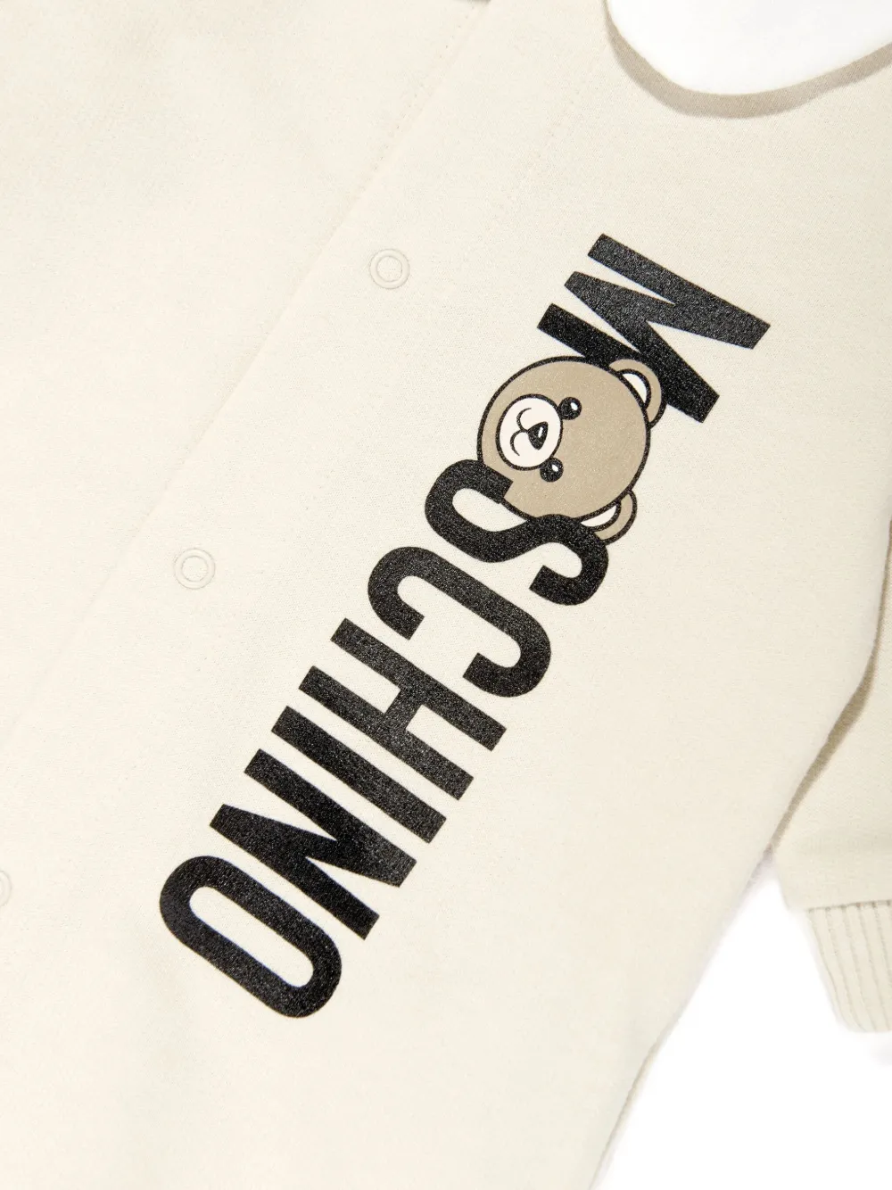 Moschino Logo-print Collared Babygrow In Neutral