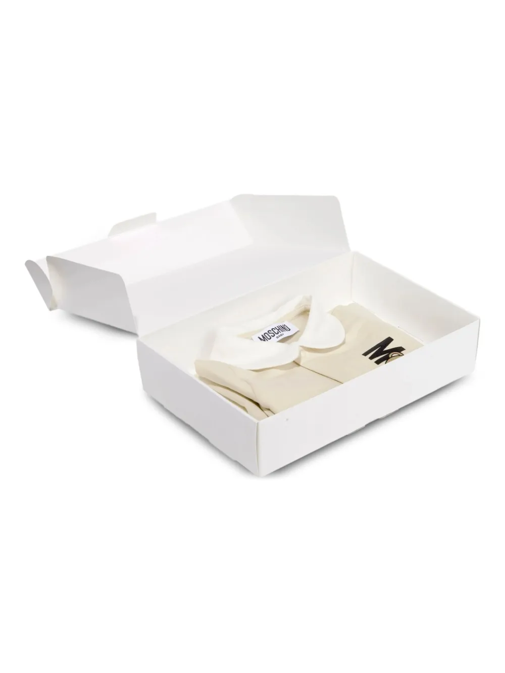 Moschino Kids Romper met kraag en logoprint Beige