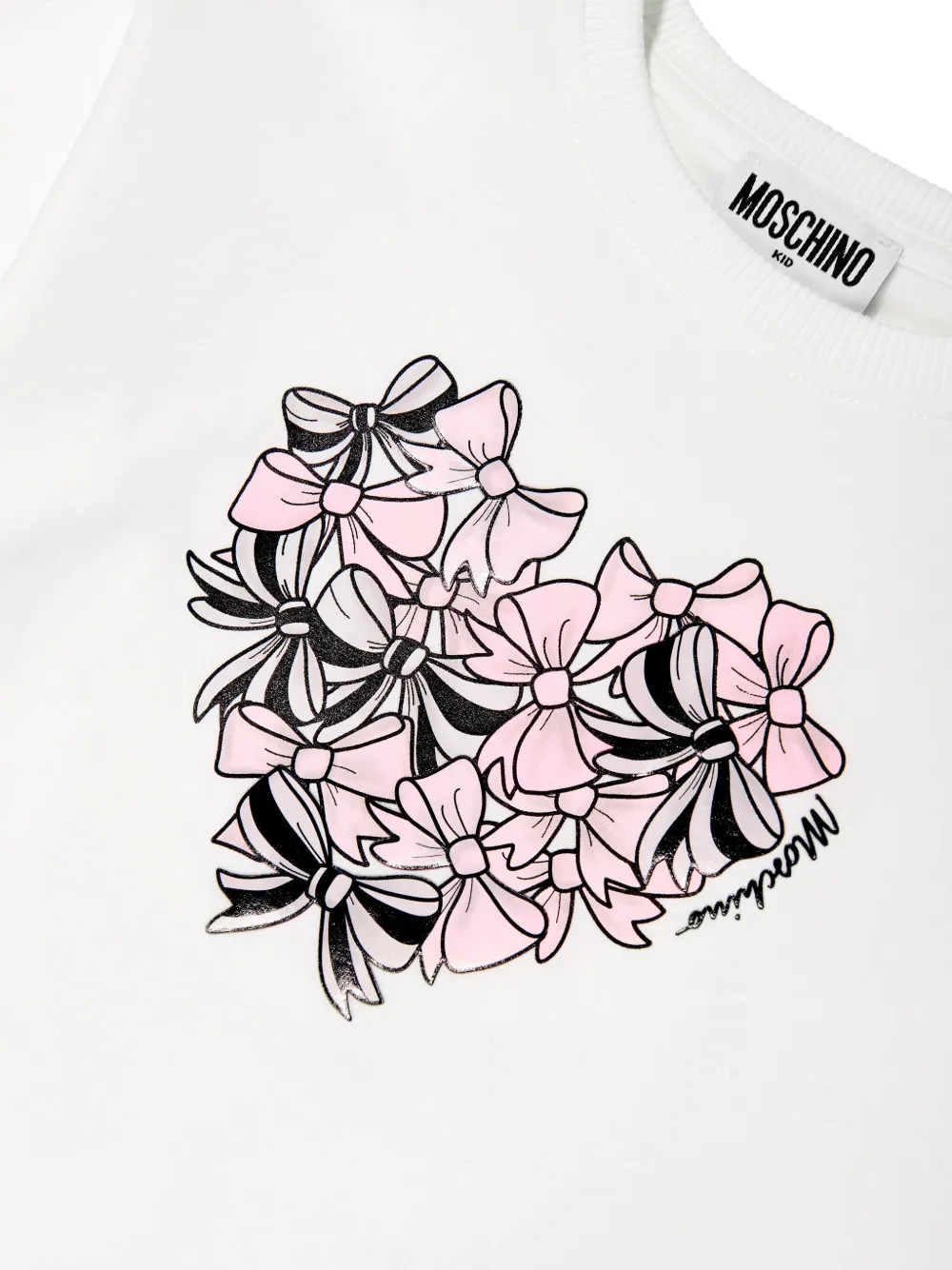 Moschino Kids Jurk met strikprint Beige