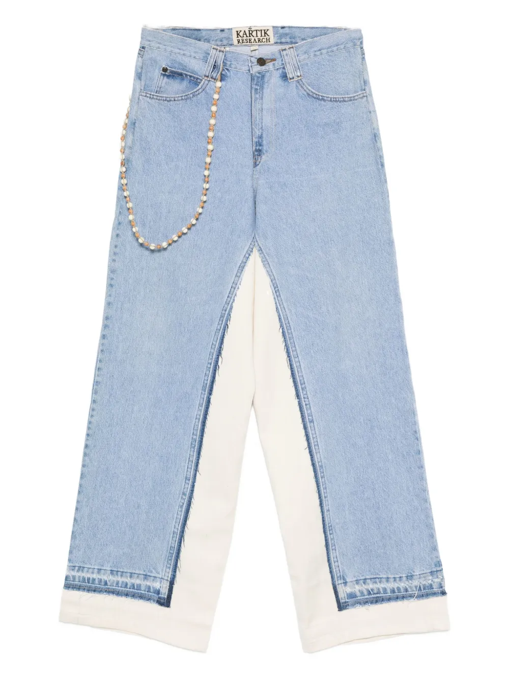 Kartik Research bead-embellished panelled jeans - Blu