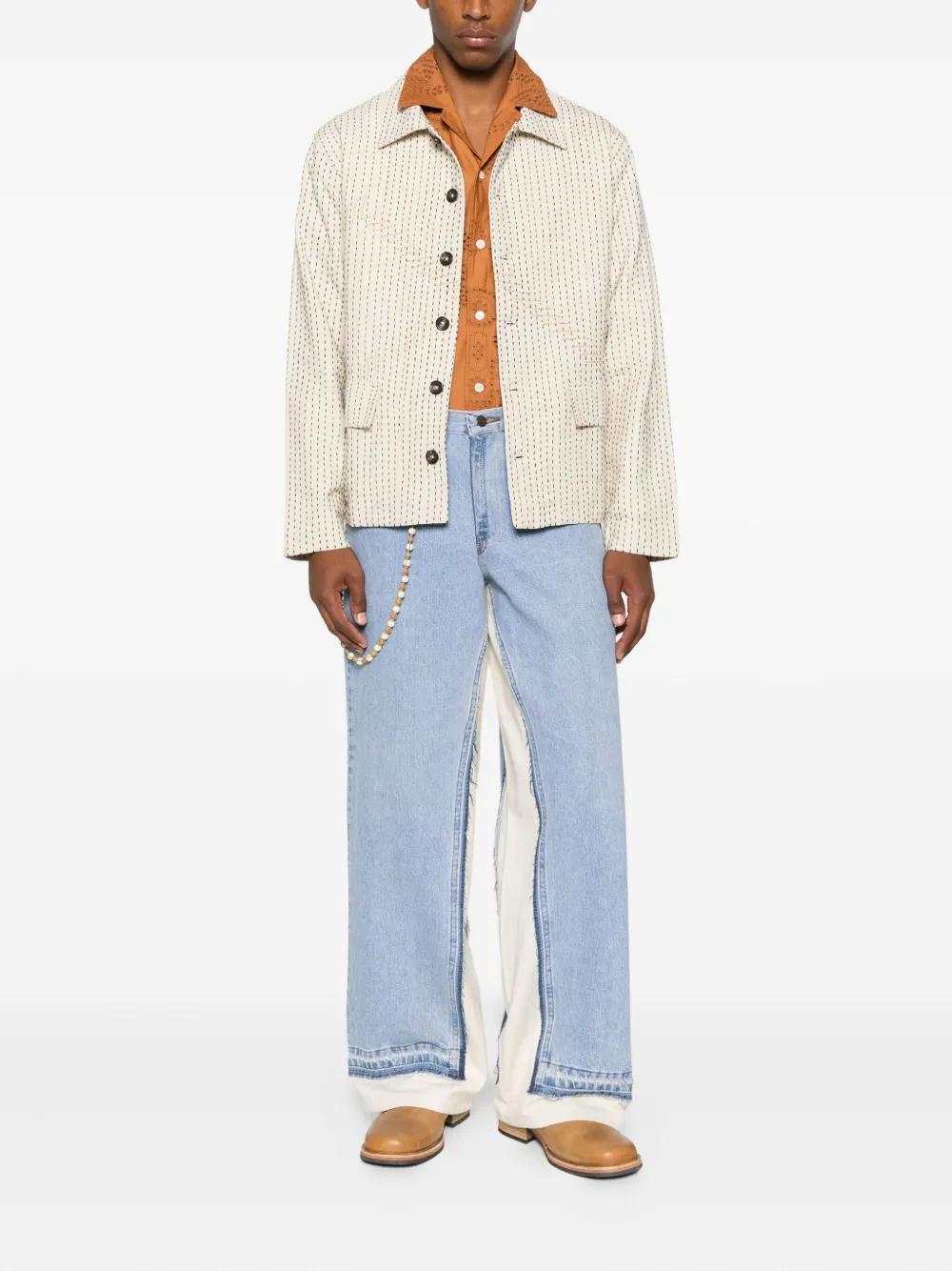 Kartik Research bead-embellished panelled jeans - Blauw