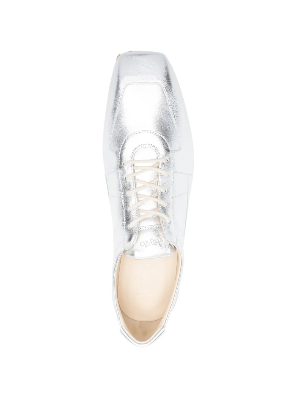 Aeyde Uma laminated leather sneakers Zilver