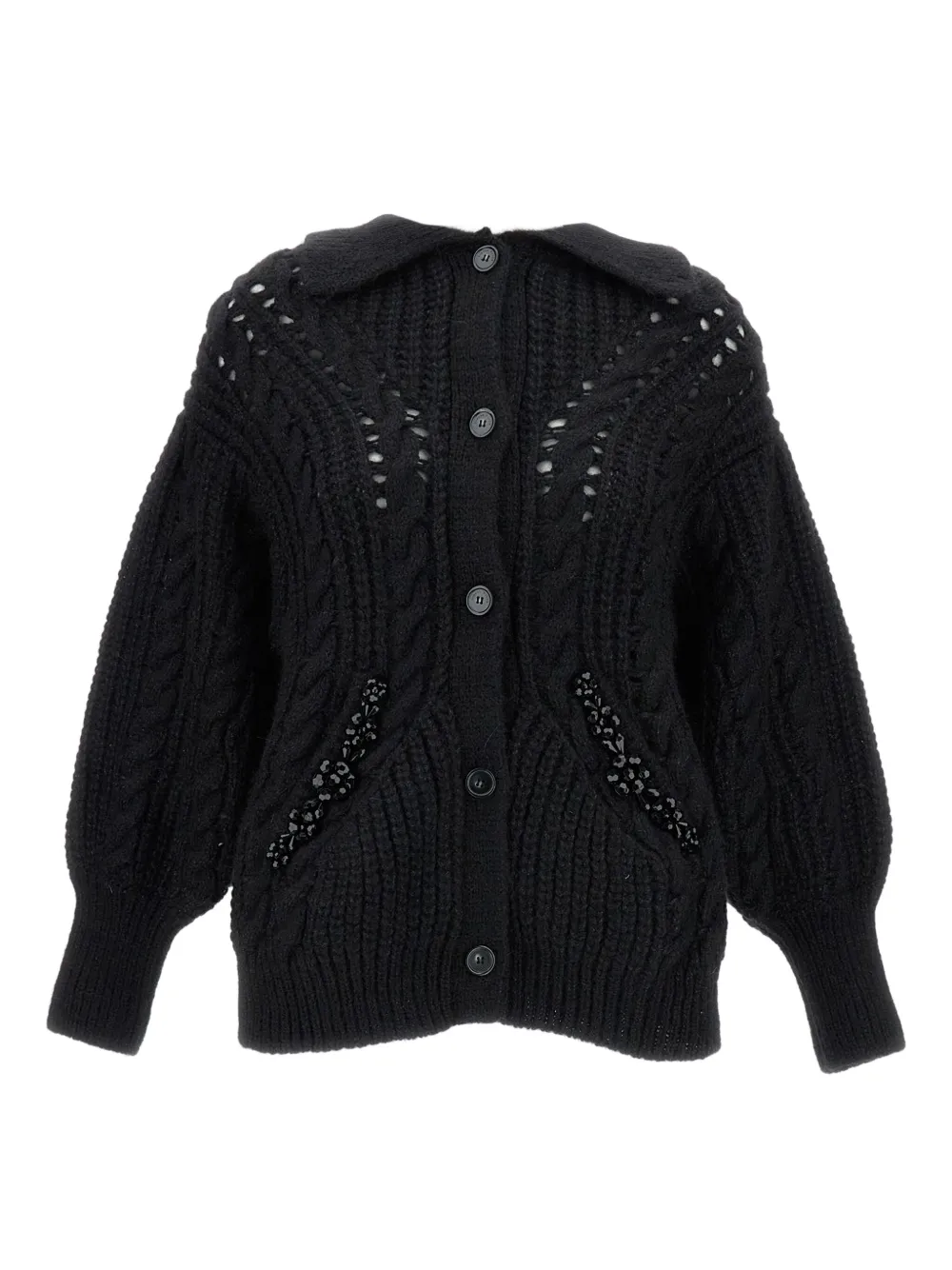 Simone Rocha cable-knit embellished cardigan | Black | Image 1
