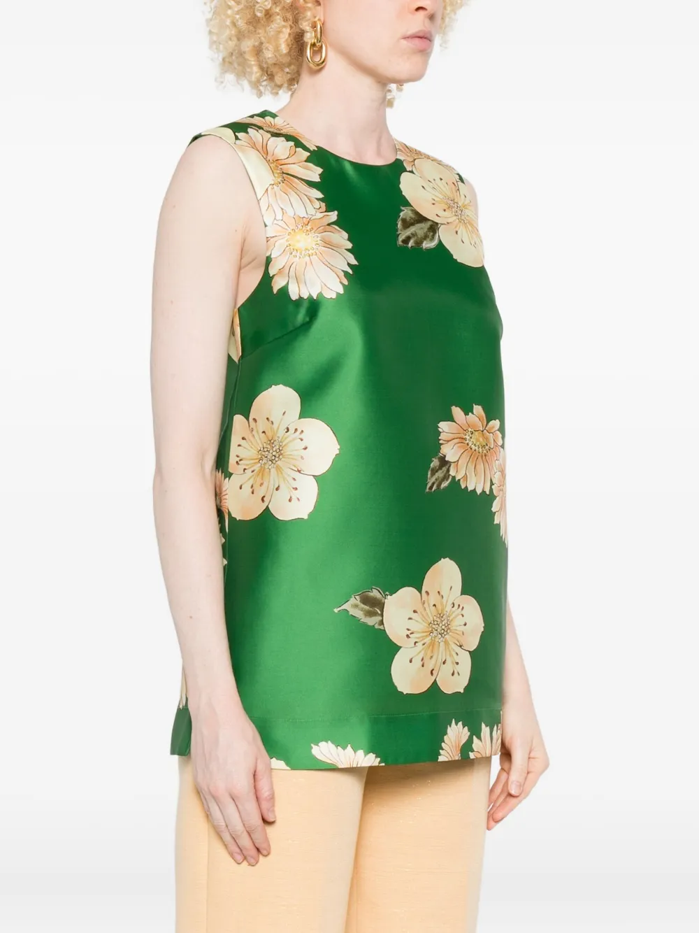 Alemais Sage Floral-print Sleeveless Top In Green