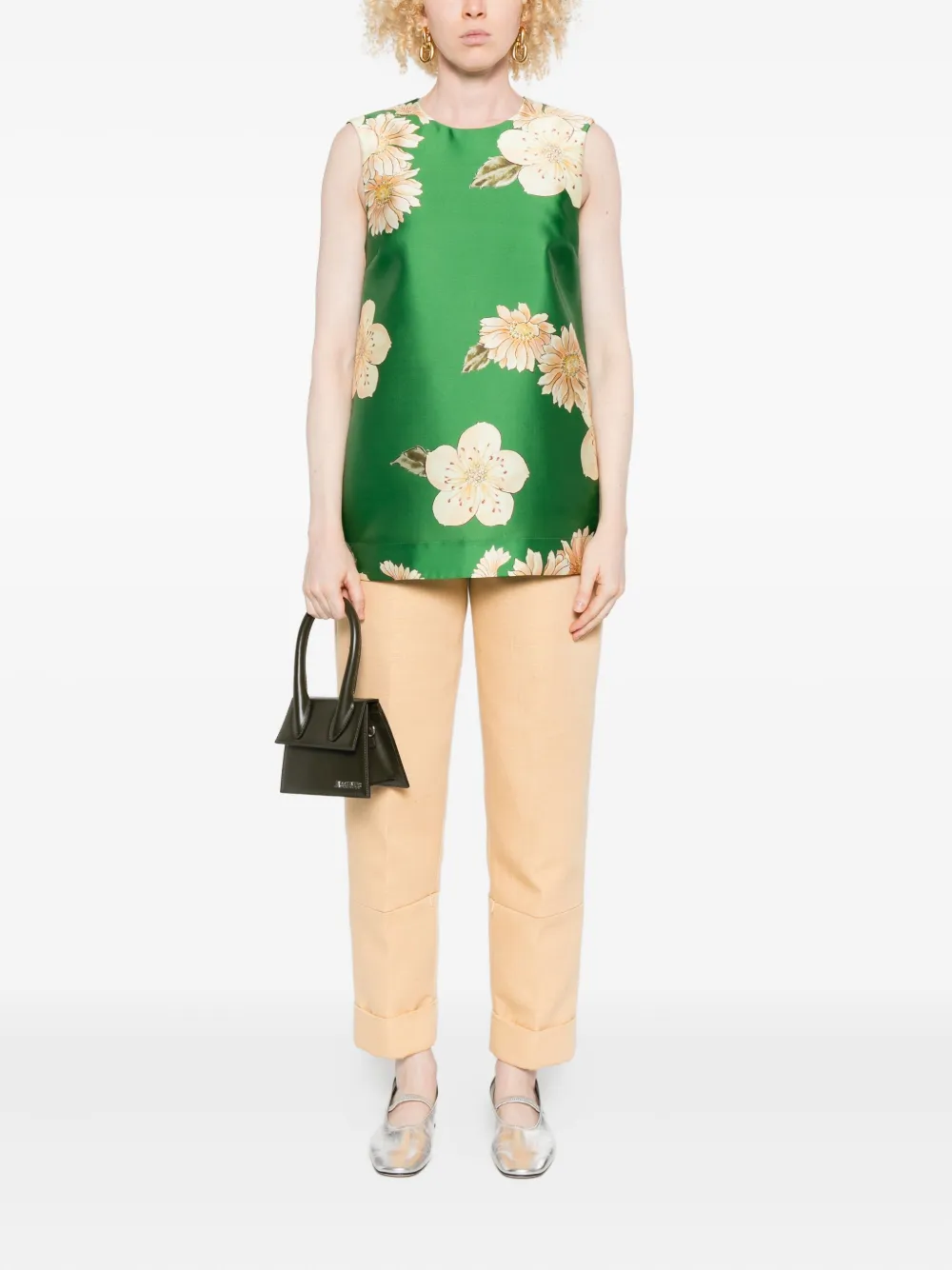 ALEMAIS Sage mouwloze top met bloemenprint - Groen