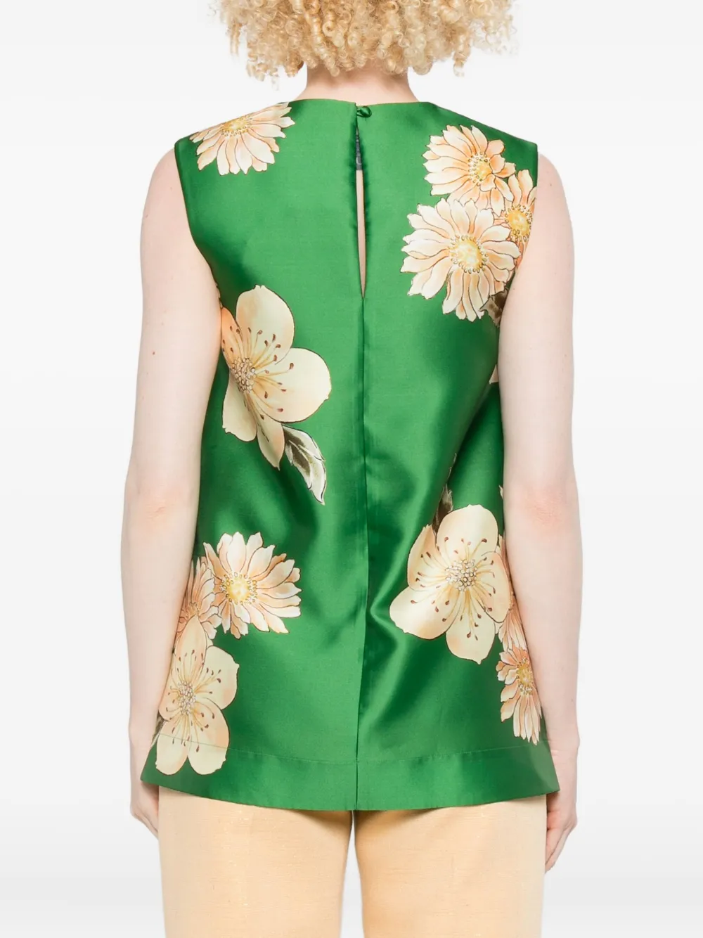 Alemais Sage Floral-print Sleeveless Top In Green