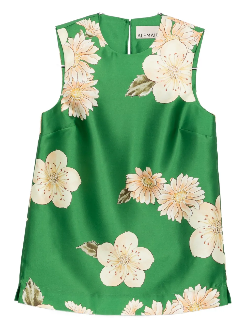 Alemais Sage Floral-print Sleeveless Top In Green