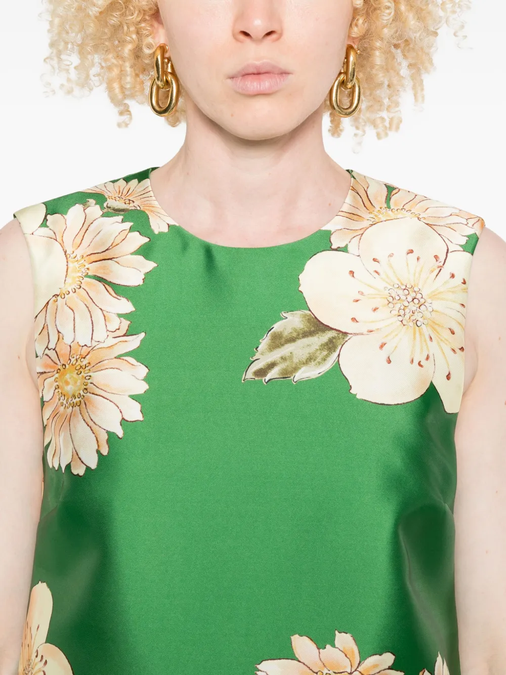 Alemais Sage Floral-print Sleeveless Top In Green