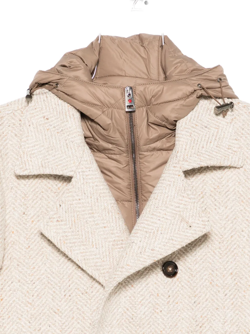 Kired Herringbone Double-breasted Coat In Neutral