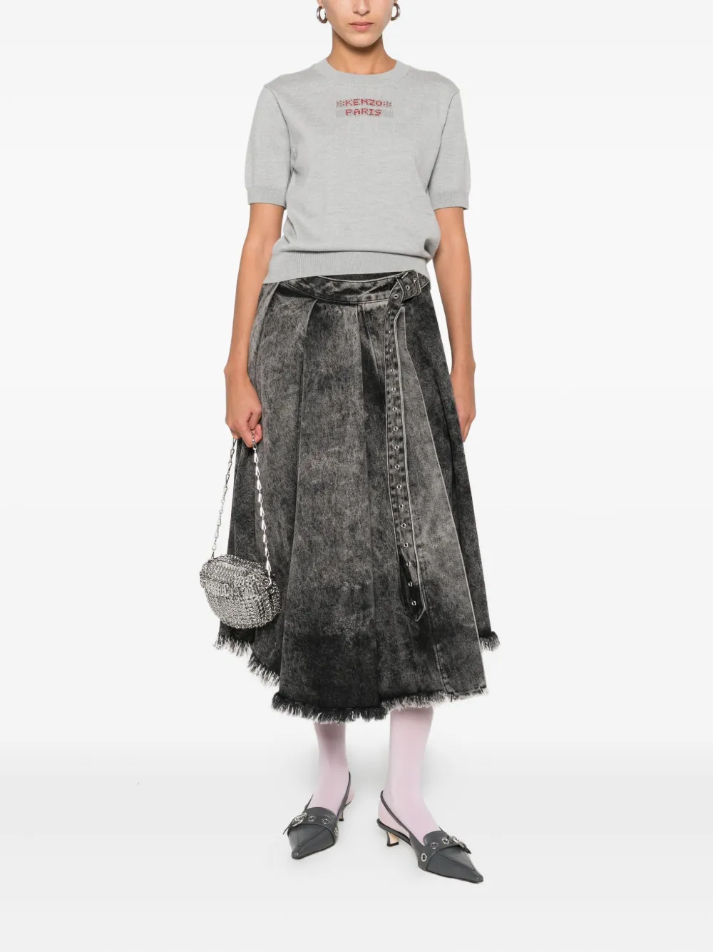 Kenzo crystal-embellished short-sleeved top - Grijs
