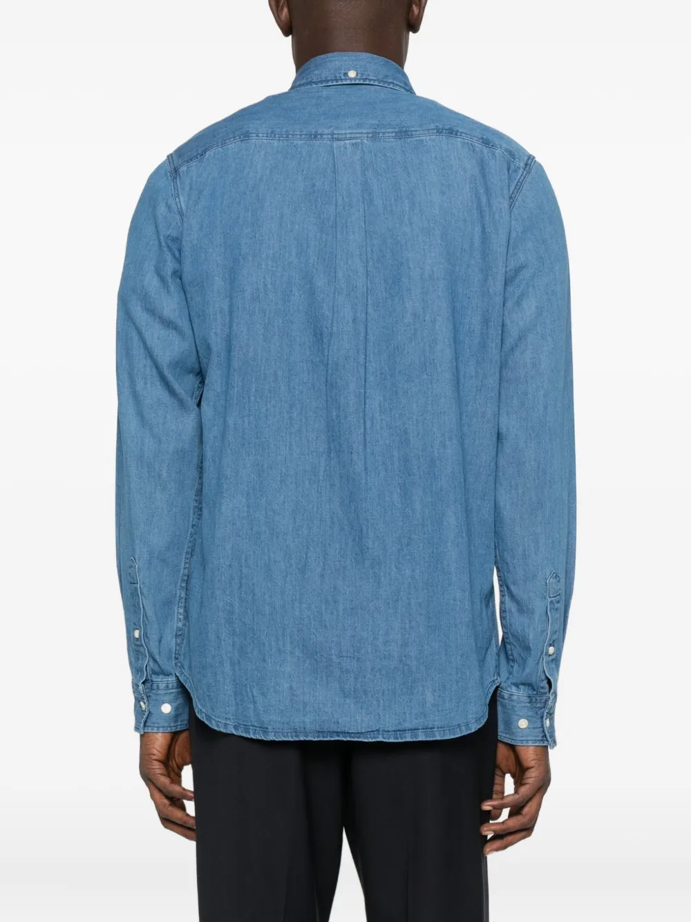 Les Deux Embroidered Denim Shirt In Blue