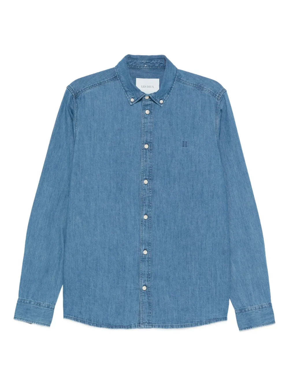 Les Deux Embroidered Denim Shirt In Blue