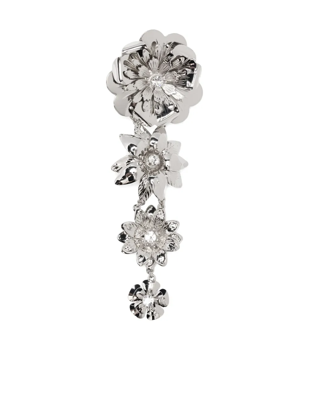 Blumarine Flower-embellished Drop Earrings In Metallic