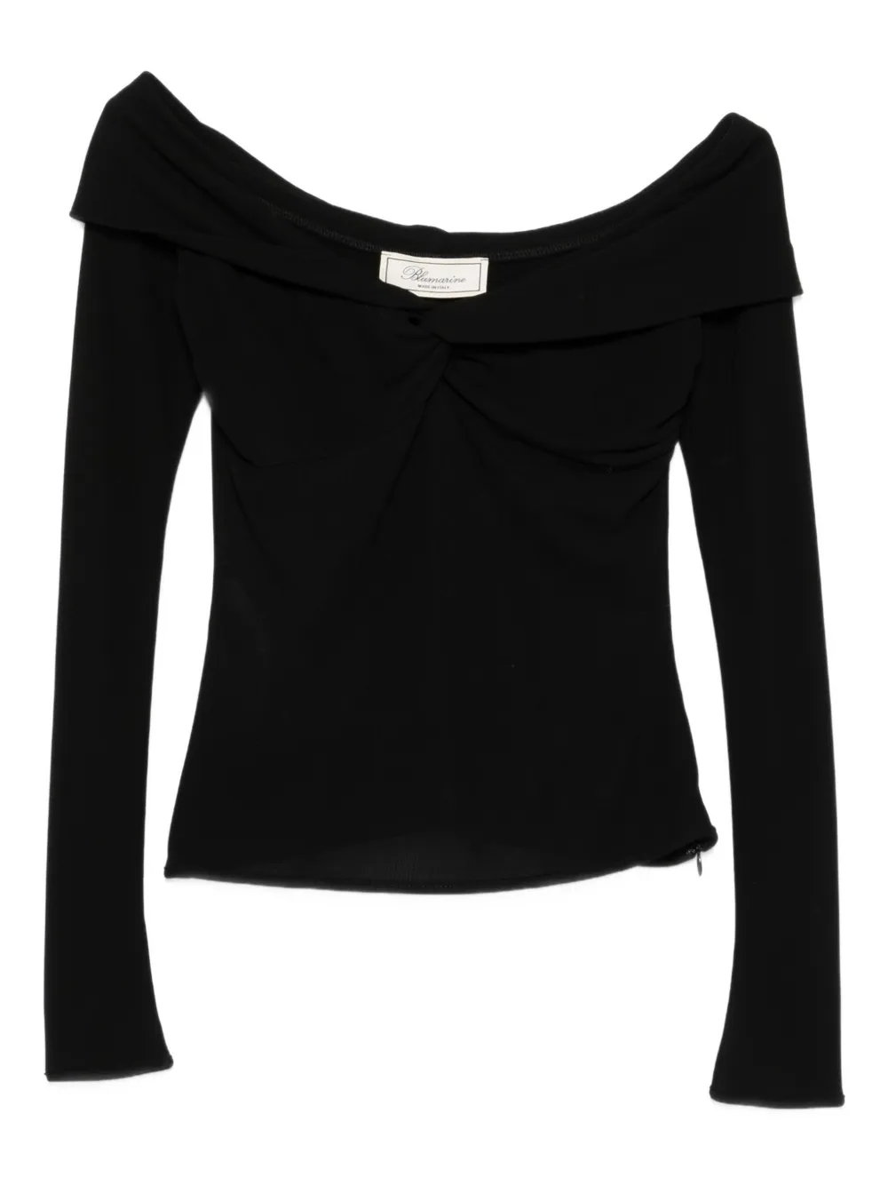 Blumarine off-shoulder twist-front top Zwart