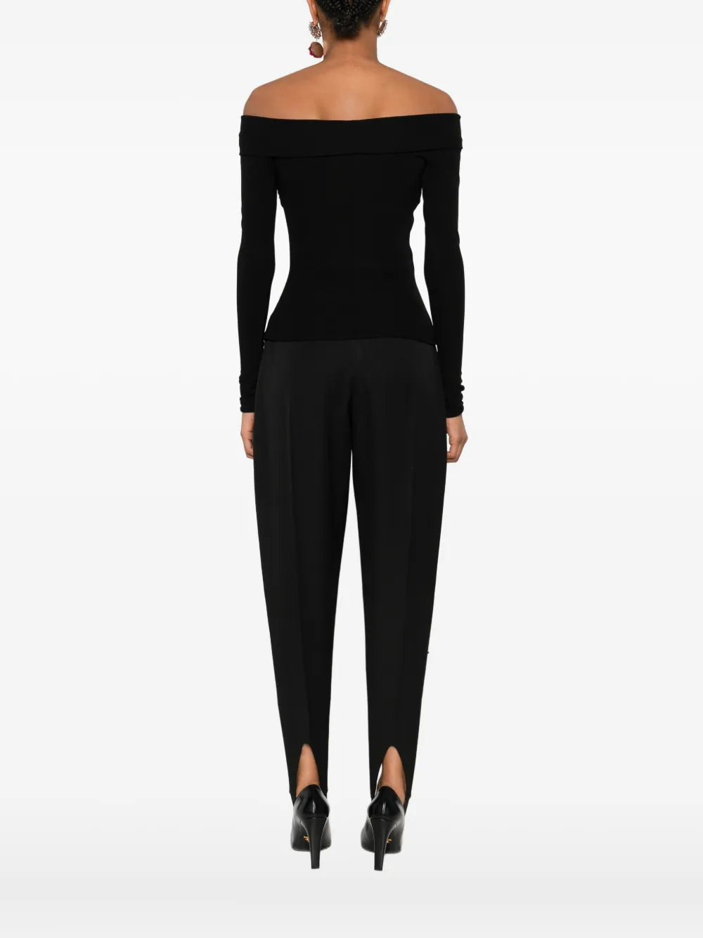 Blumarine off-shoulder twist-front top Zwart