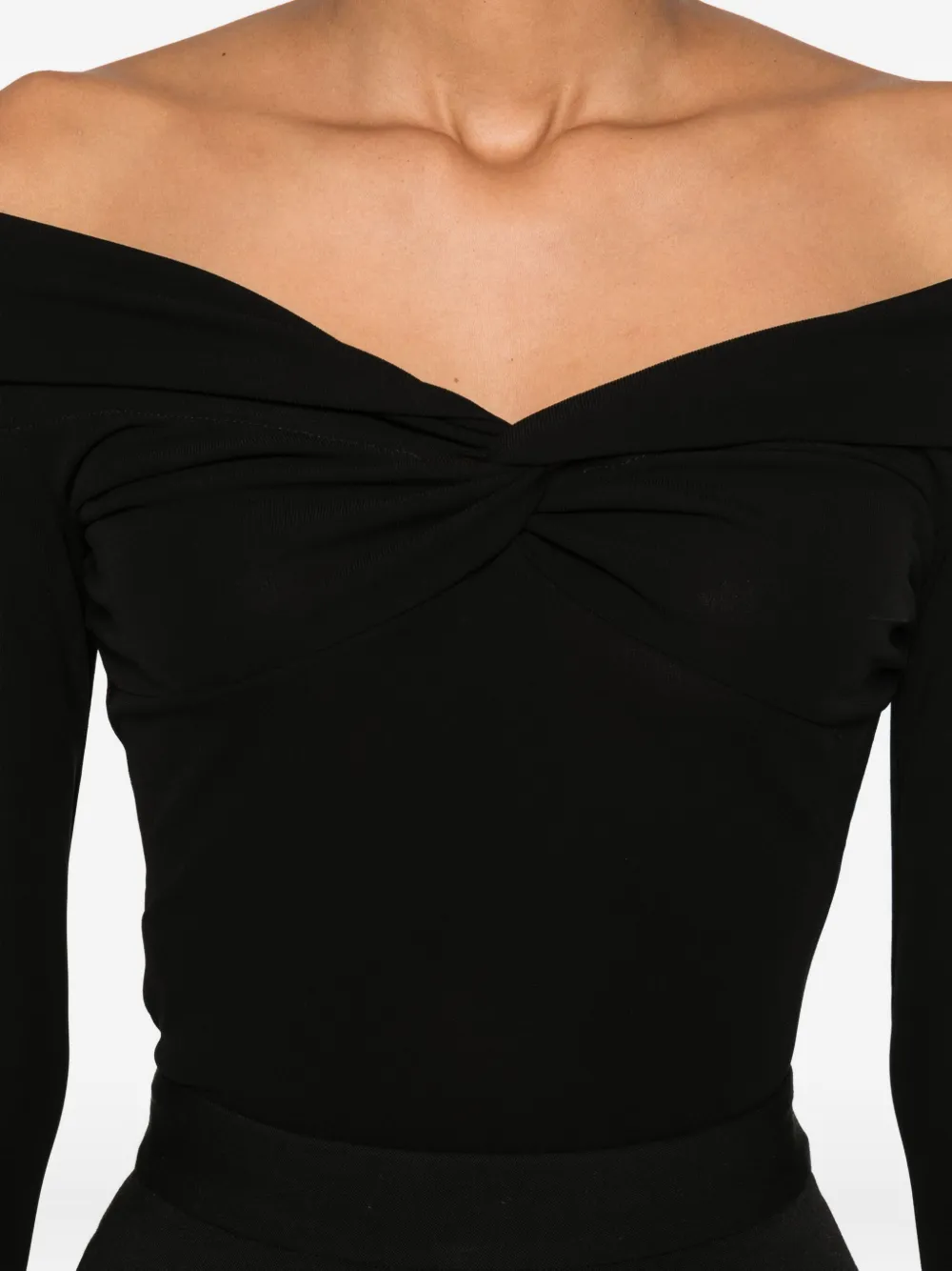 Blumarine off-shoulder twist-front top Zwart