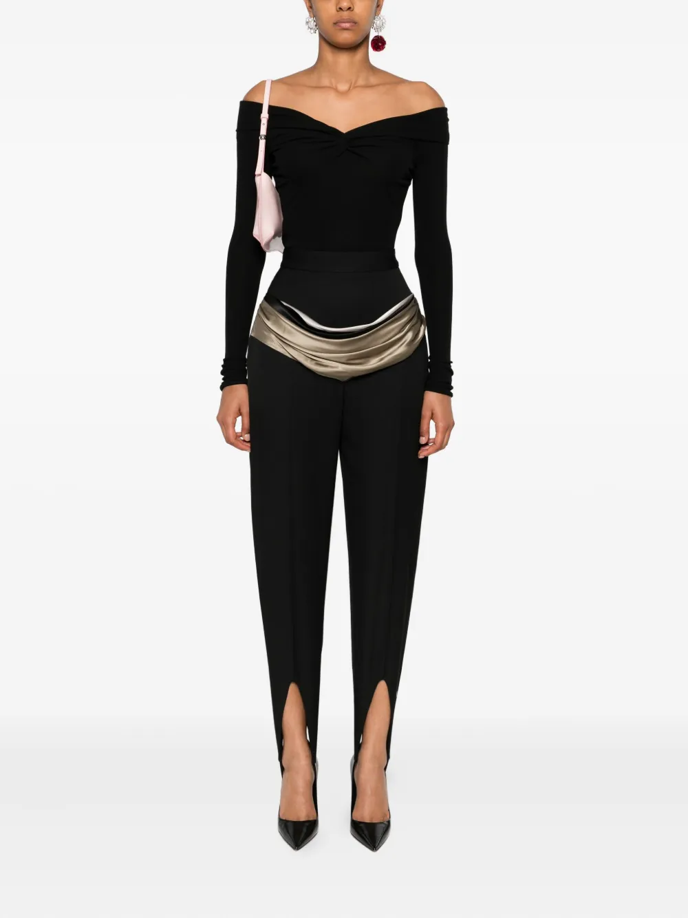Blumarine off-shoulder twist-front top - Zwart