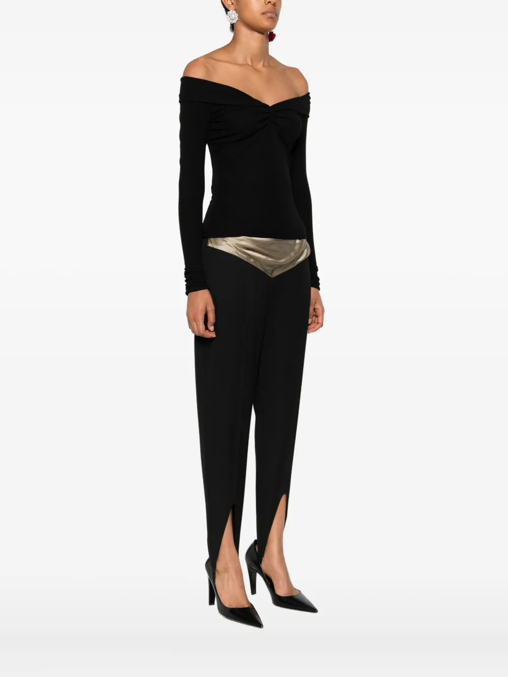 Blumarine off-shoulder twist-front top Zwart