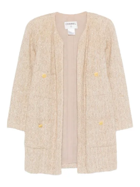 CHANEL Pre-Owned tweed button-detail coat