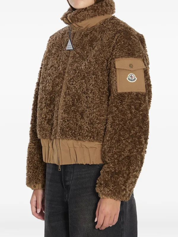 Moncler Coligny teddy-effect Fleece Jacket Brown FARFETCH UK