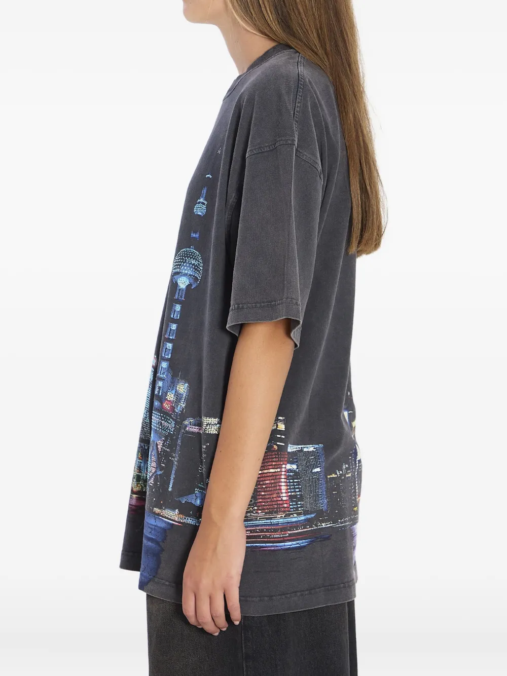 Alexander Wang T-shirt met print en verfraaid met stras Grijs