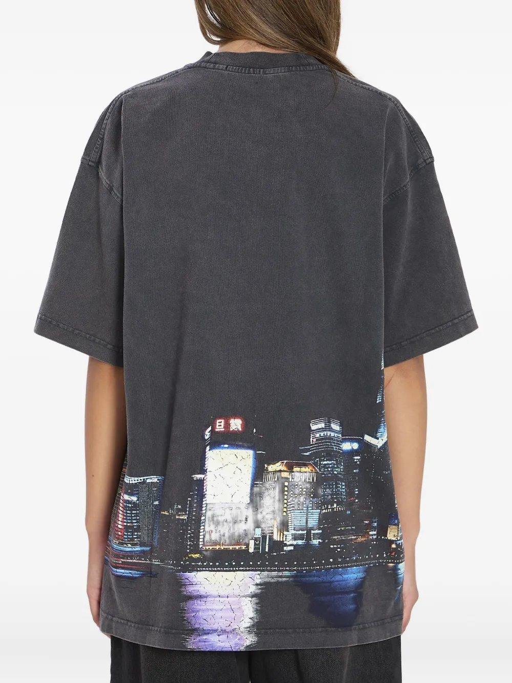 Alexander Wang T-shirt met print en verfraaid met stras Grijs