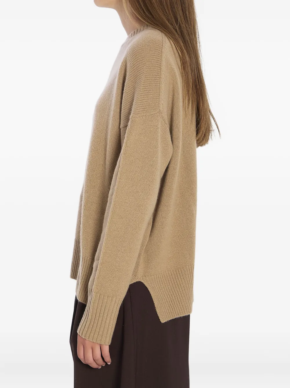 Allude Kasjmier trui met zijsplitten Bruin
