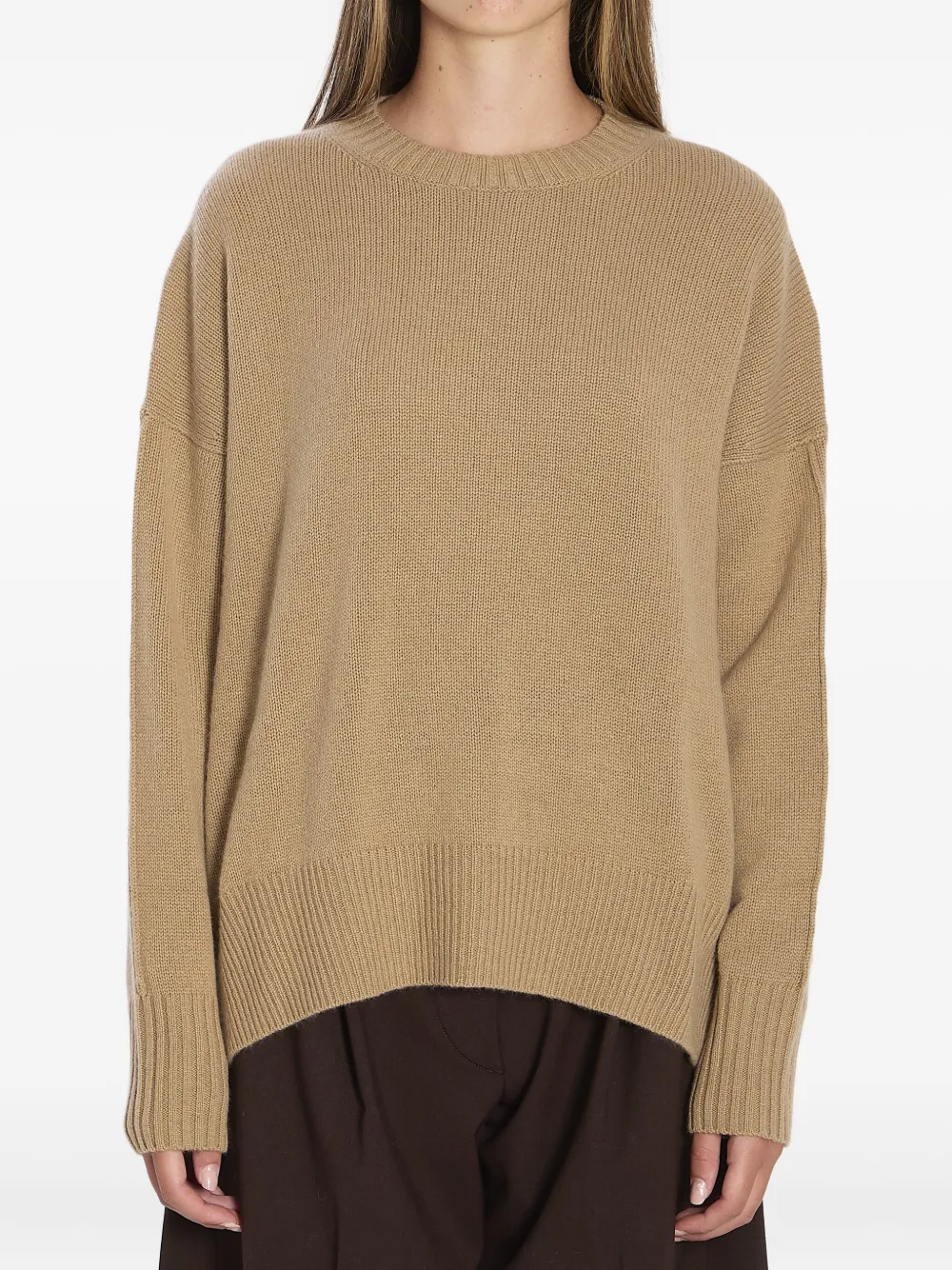 Allude Kasjmier trui met zijsplitten Bruin
