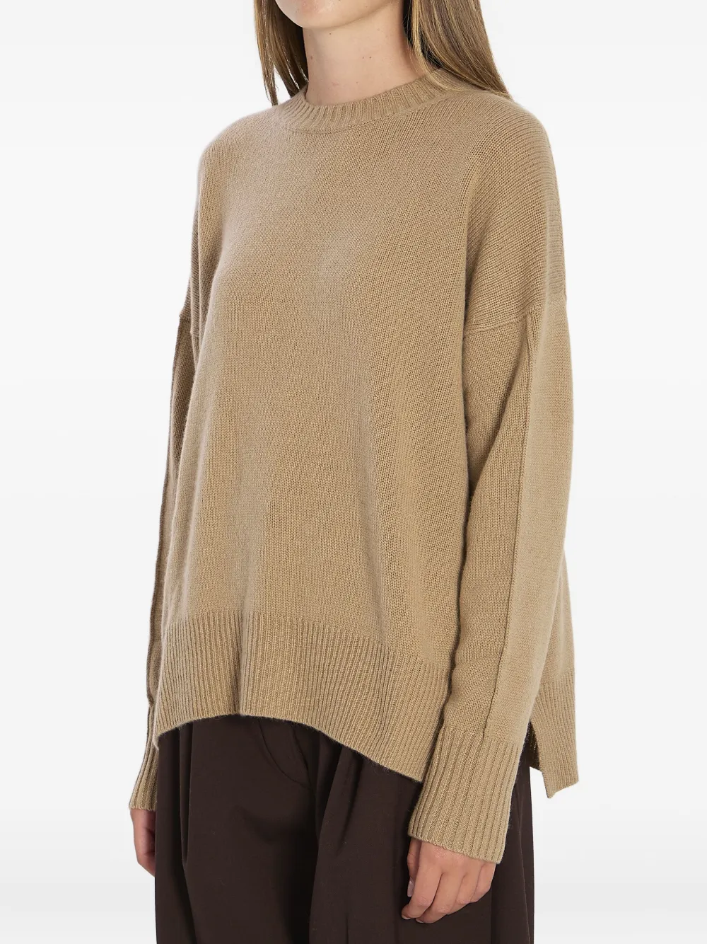 Allude Kasjmier trui met zijsplitten Bruin