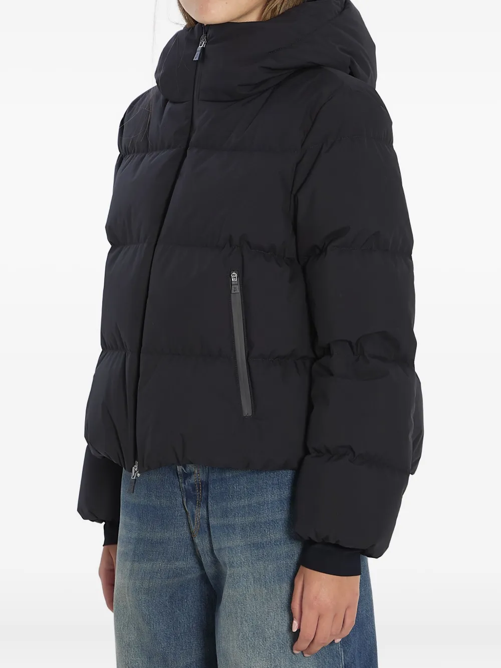 Herno double-layer hooded down jacket Zwart