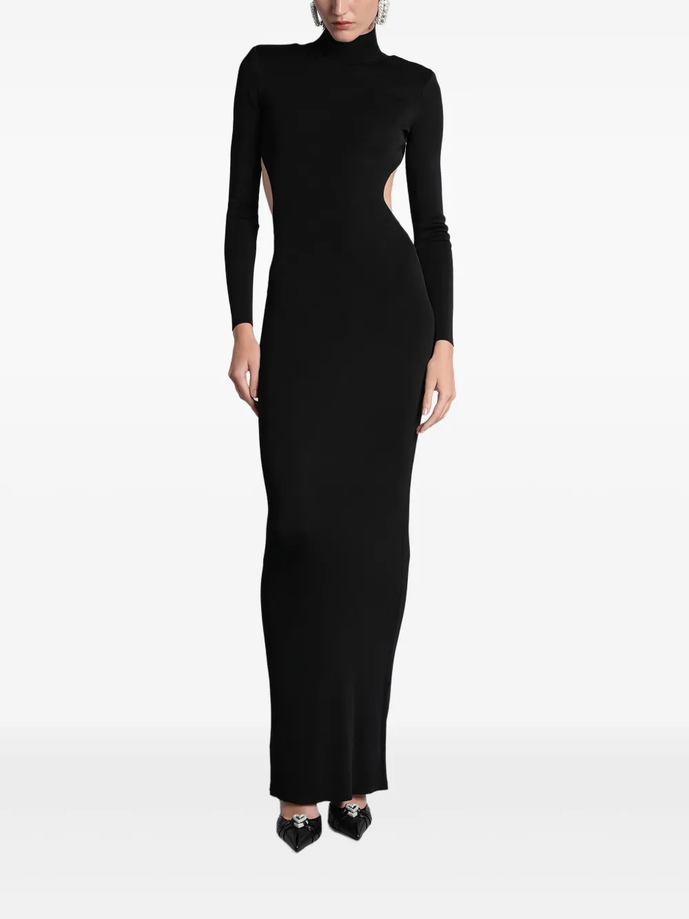 Self-Portrait ribbed maxi dress - Nero