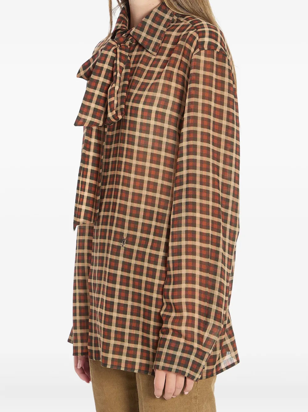 Saint Laurent Wollen blouse met gestrikte hals en lange mouwen Rood