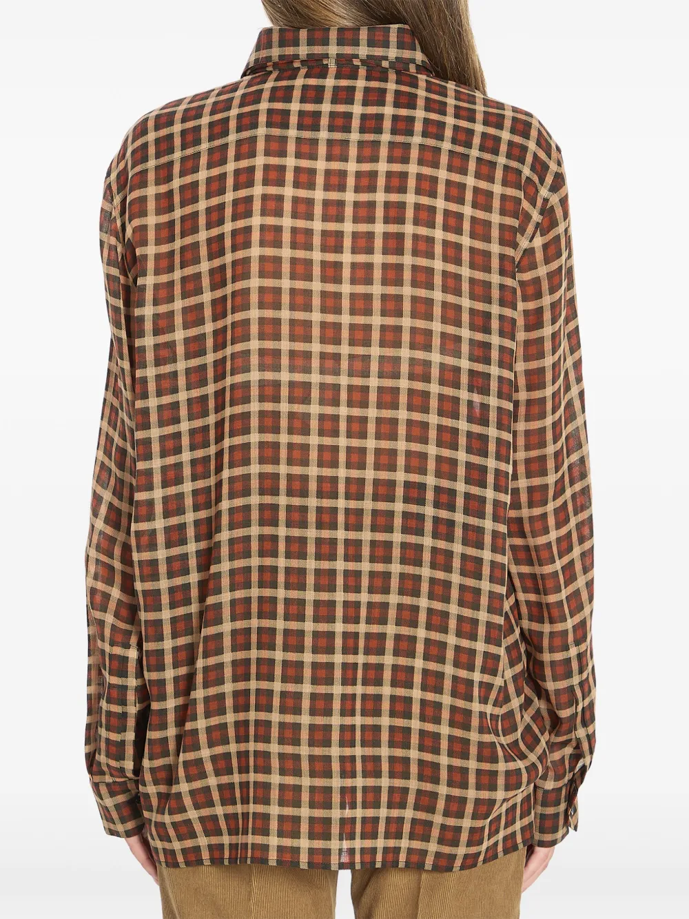 Saint Laurent long-sleeve wool tie-neck shirt - Rood