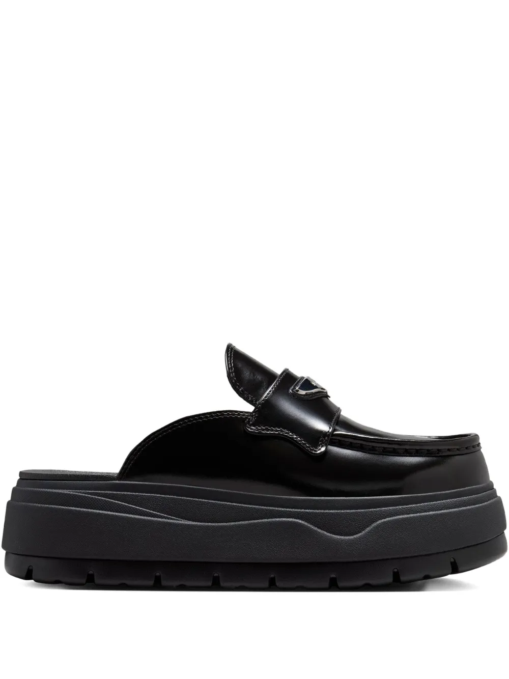 Jordan Platform "black/metallic Silver" Loafer Mules In Black