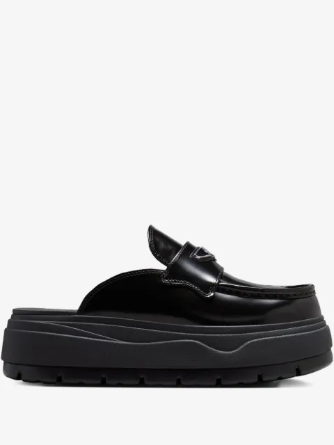 Jordan platform "Black/Metallic Silver" loafer mules