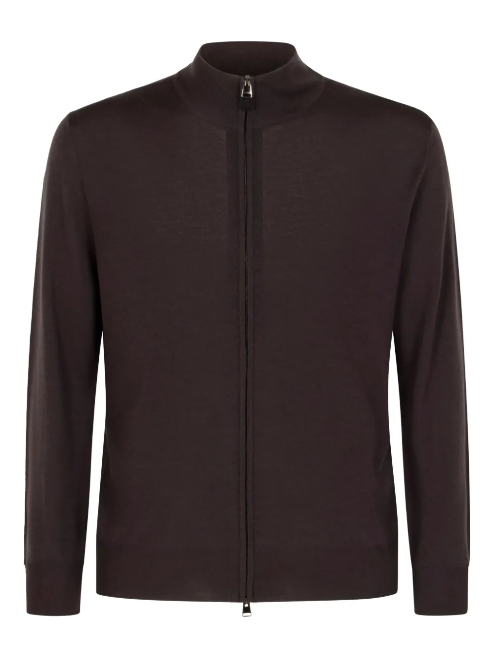 Canali high-neck zip-front cardigan Bruin
