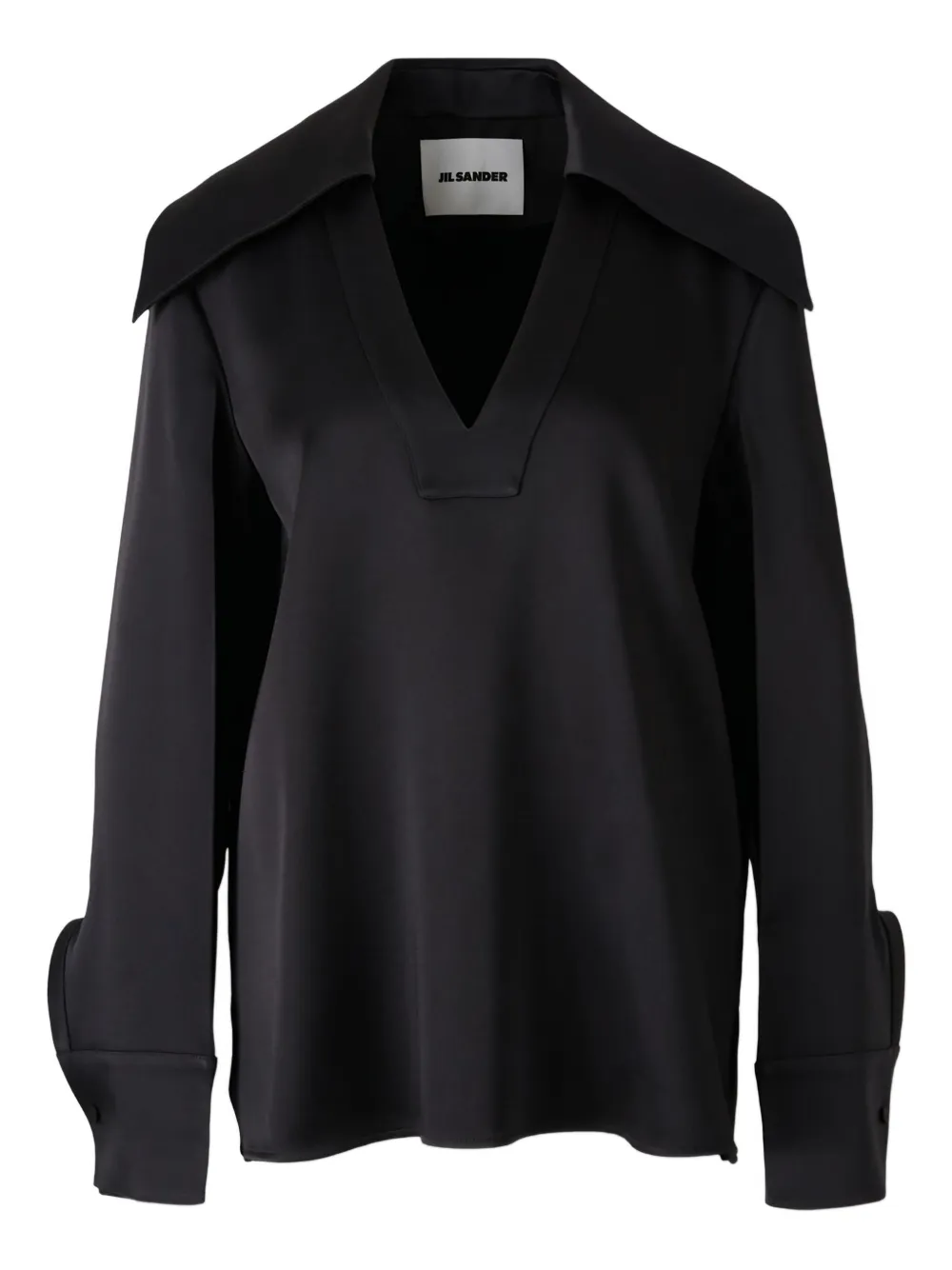 Jil Sander wide-collar satin blouse | Black | Image 1